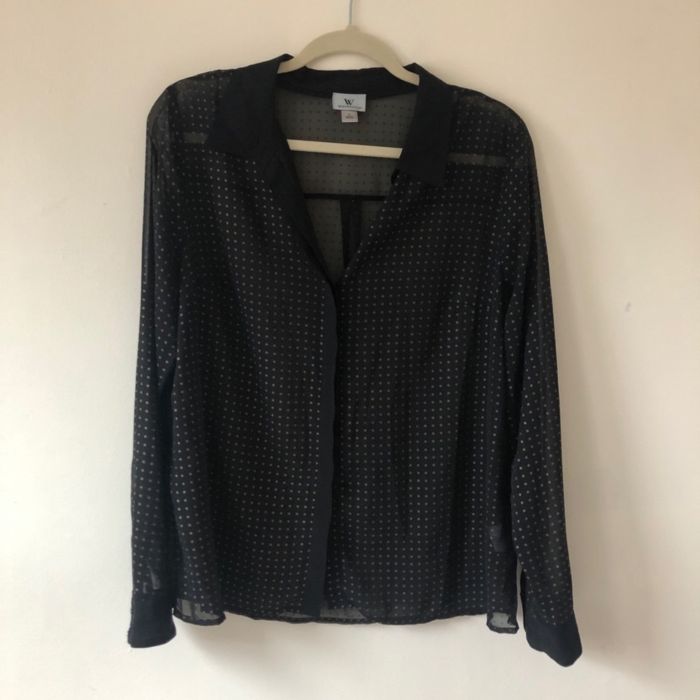 vintage patterned sheer silk button up